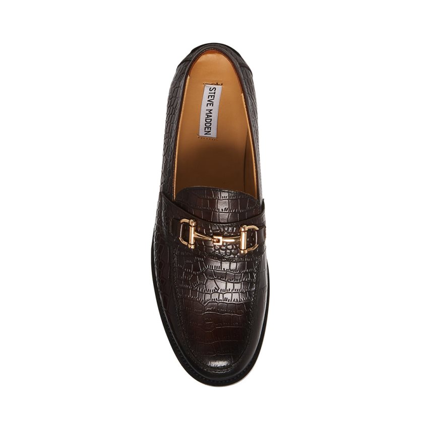 Loafers Steve Madden Wallace Crocodile Hombre Chocolate | ES GN809S